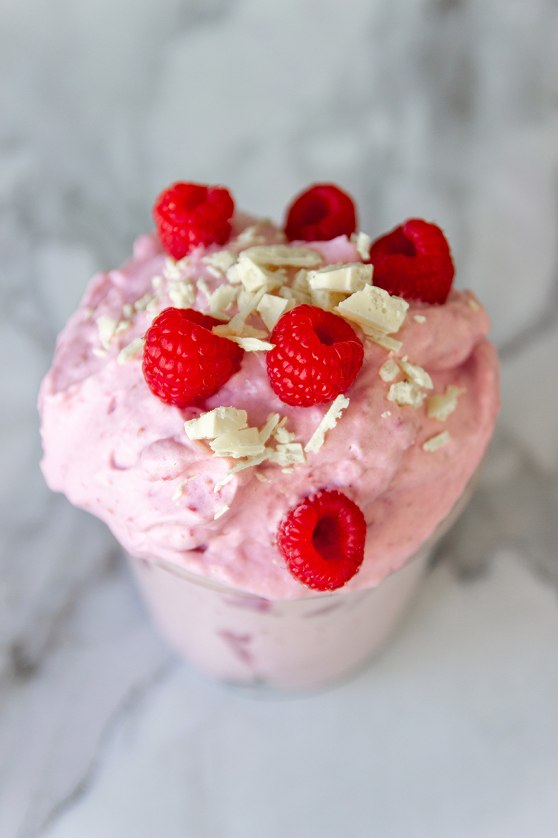 Protein fluff met frambozen